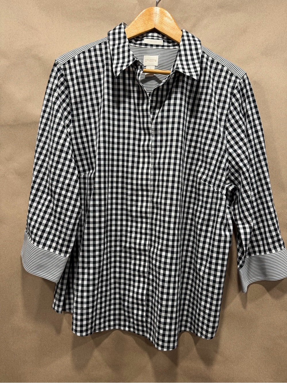 Chico's Black & White Gingham Button-Down Shirt